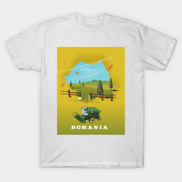 Romania Map Travel poster T-Shirt by nickemporium1